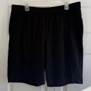 EILEEN FISHER Organic Cotton Stretch Jersey 9” Walking Shorts Black XL Pockets